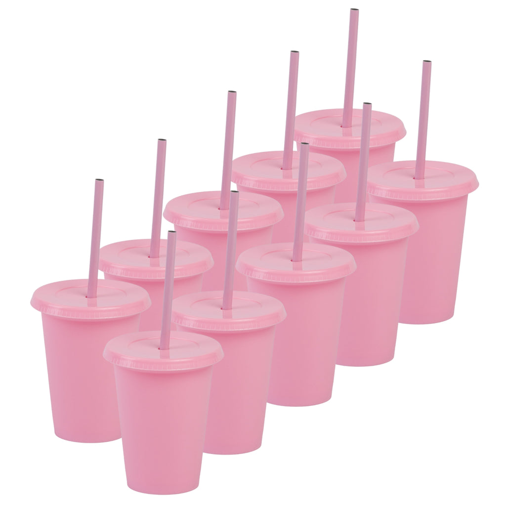 ¡Compra Rápida!  Kit de 10 Vasos SUN SLIM 12 OZ tapa plana y popote