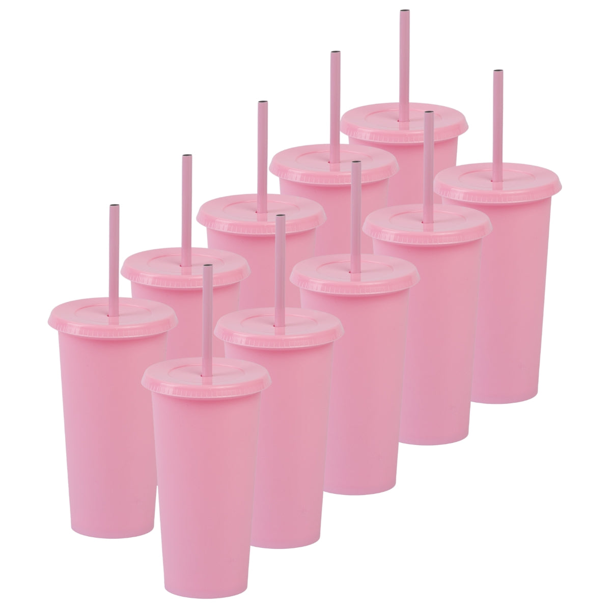 Kit de 10 Vasos SUN SLIM 20 OZ tapa plana y popote