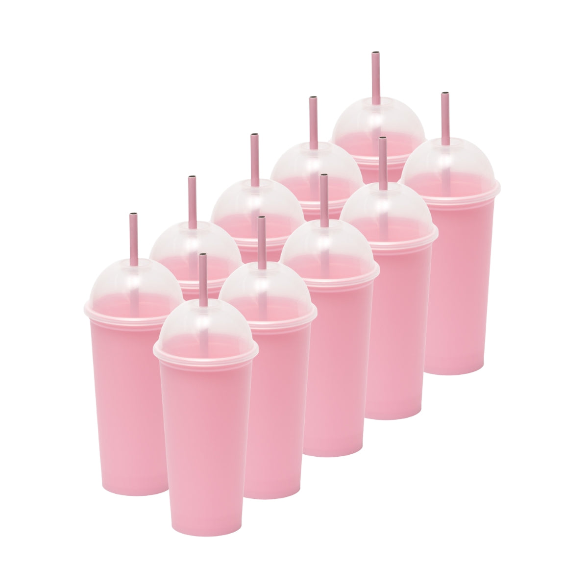 Kit de 10 Vasos SATURN 20 OZ tapa domo y popote