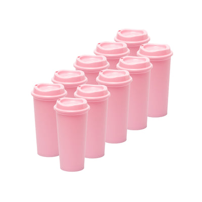 Kit de 10 Vasos STAR 20 OZ con tapa cafetera · Rosa Pastel