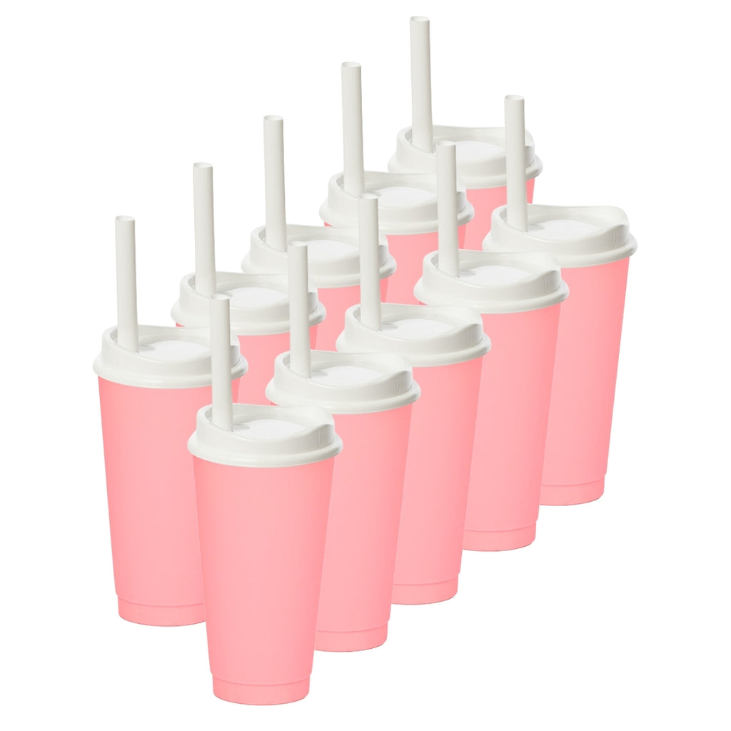 Kit de 10 Vasos MOON 24 OZ tapa y popote ancho