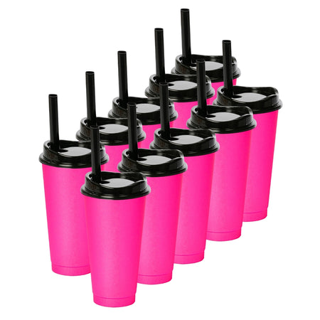 Kit de 10 Vasos MOON 24 OZ tapa y popote ancho