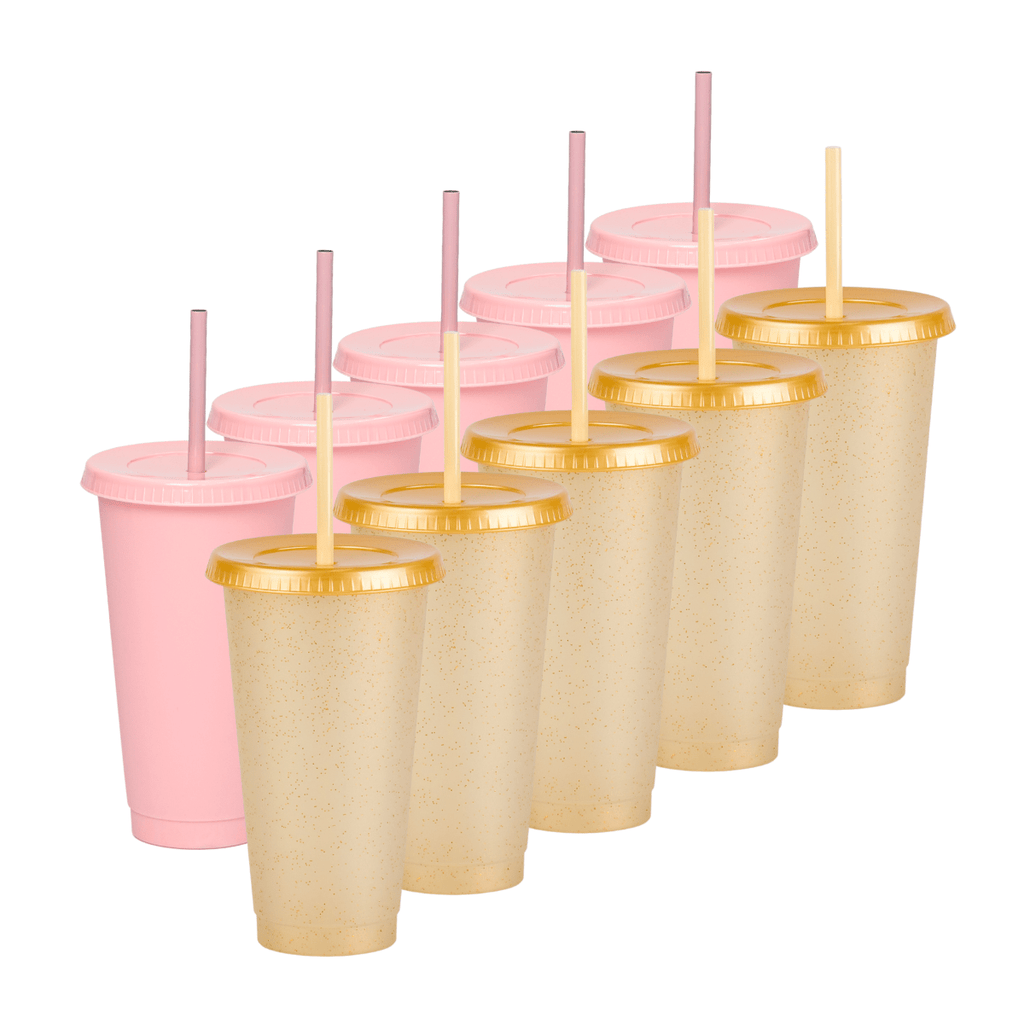 ¡Compra Rápida! Kit de 10 Vasos SUN 24 OZ Blush & Gold Edition
