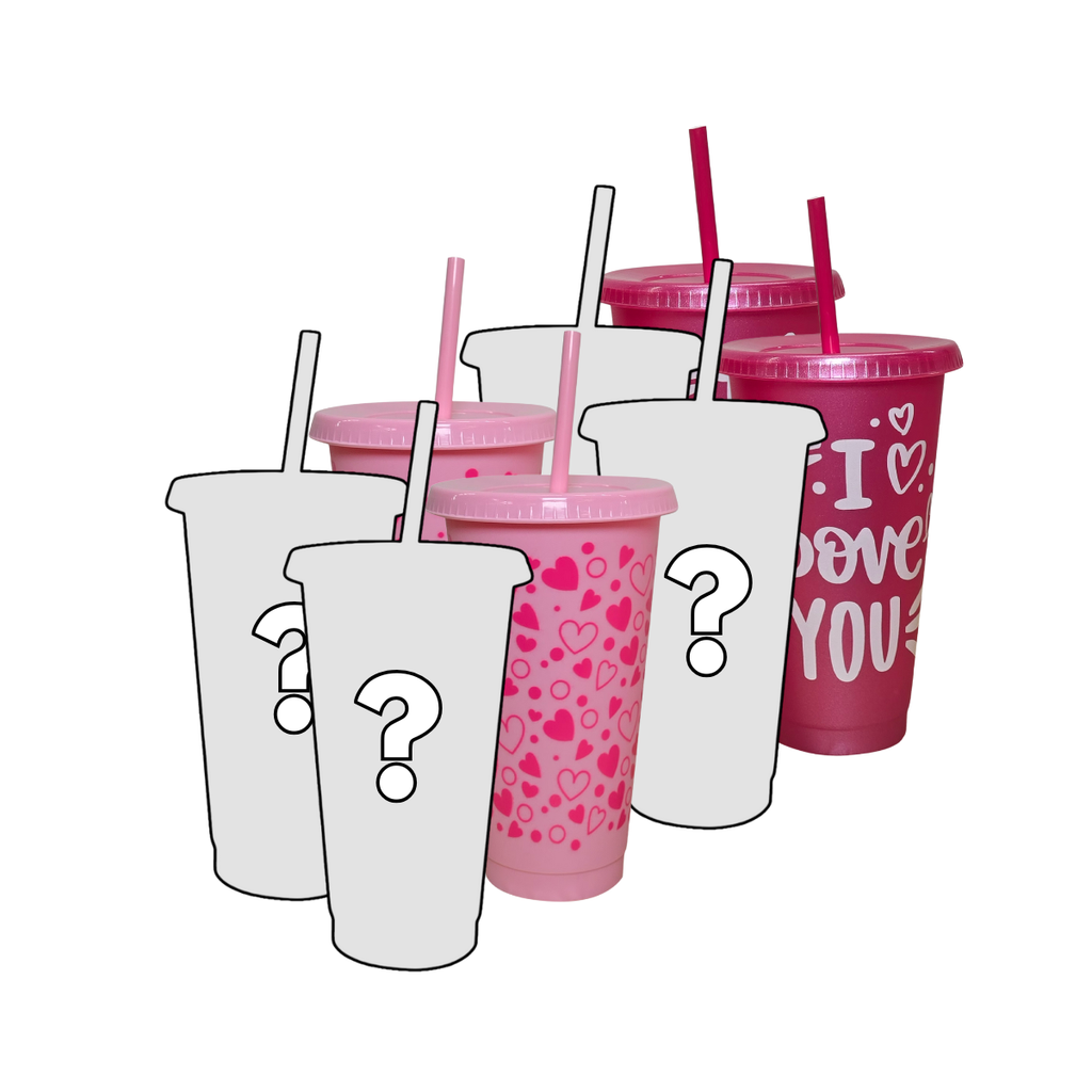 Kit de 8 Vasos SUN 24 oz tapa plana y popote | Edición San Valentín Sorpresa