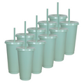 Kit de 10 Vasos SUN 24 OZ tapa plana y popote