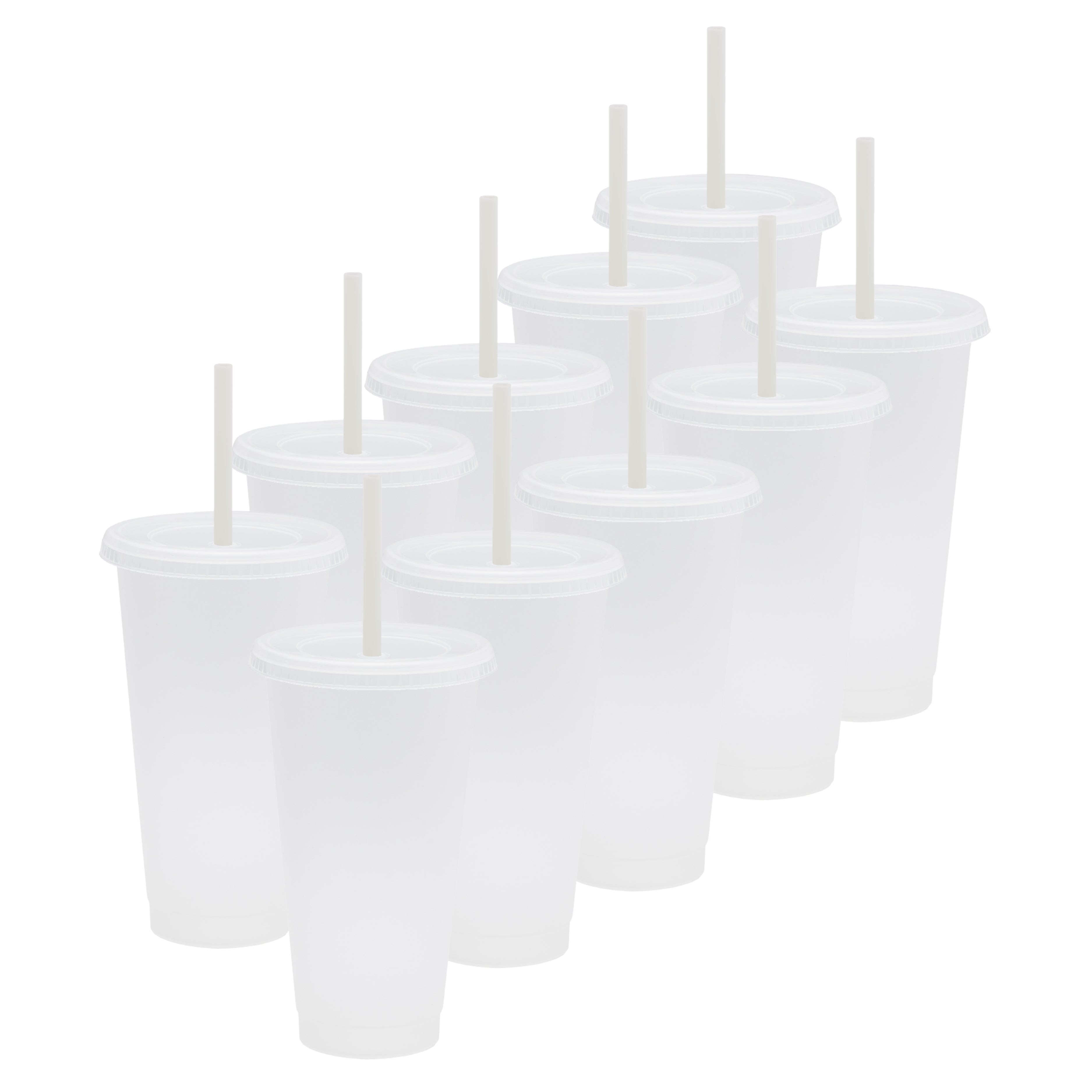 Kit de 10 Vasos SUN 24 OZ tapa plana y popote