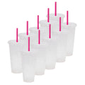 Kit de 10 Vasos SUN 24 OZ tapa plana y popote
