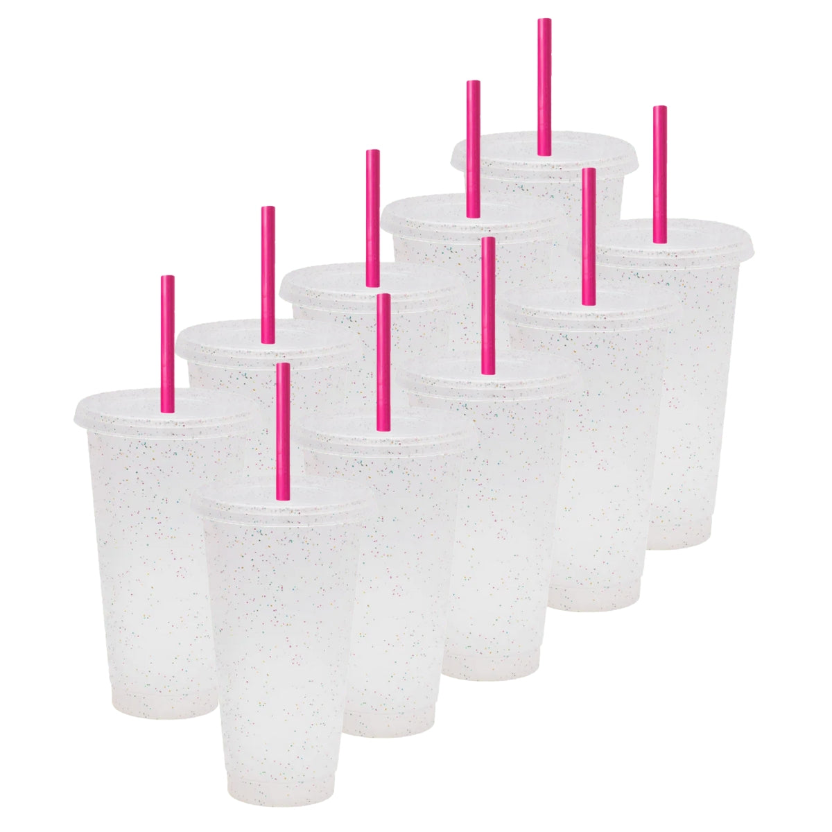 Kit de 10 Vasos SUN 24 OZ tapa plana y popote