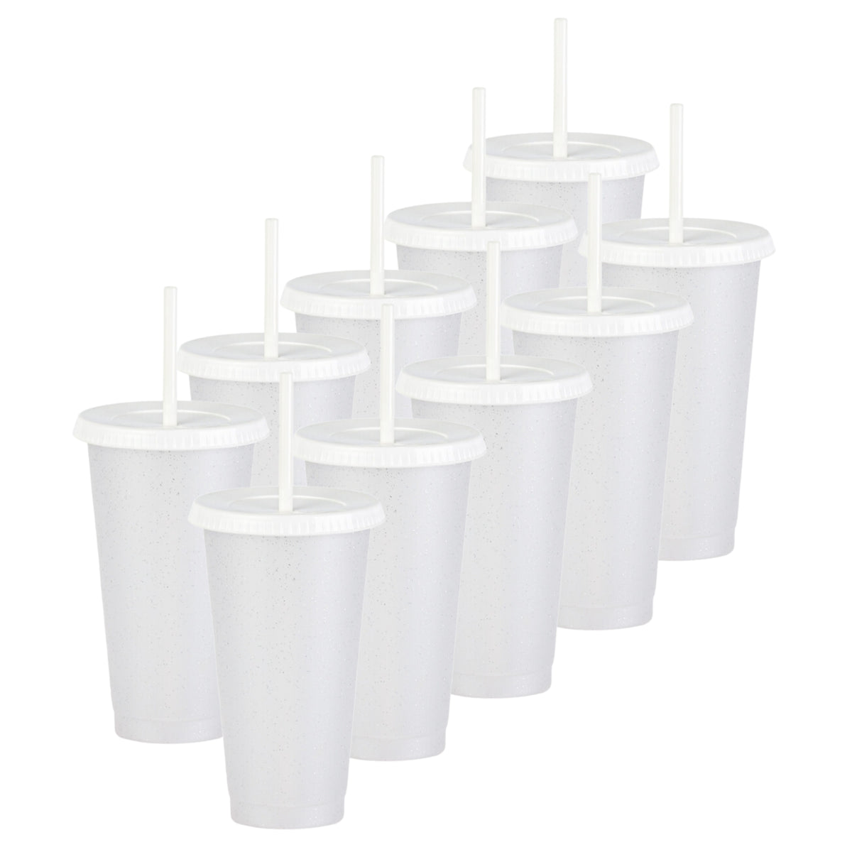 Kit de 10 Vasos SUN 24 OZ tapa plana y popote