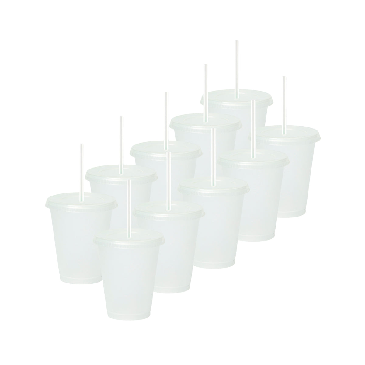 Kit de 10 Vasos SUN 16 OZ tapa plana y popote