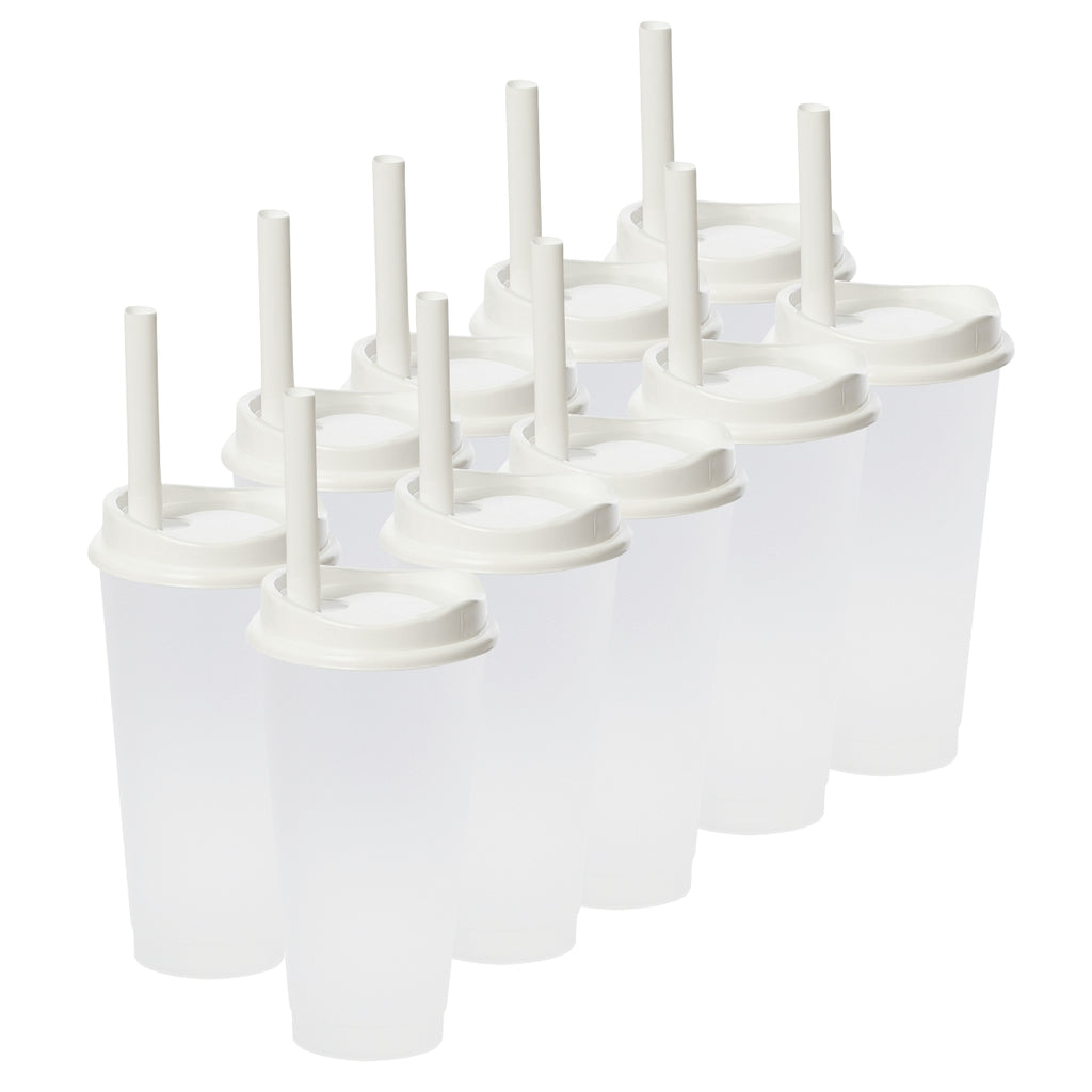 Kit de 10 Vasos MOON 24 OZ tapa y popote ancho