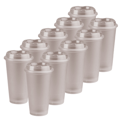 Kit de 10 Vasos STAR 16 OZ con tapa cafetera · Transparente