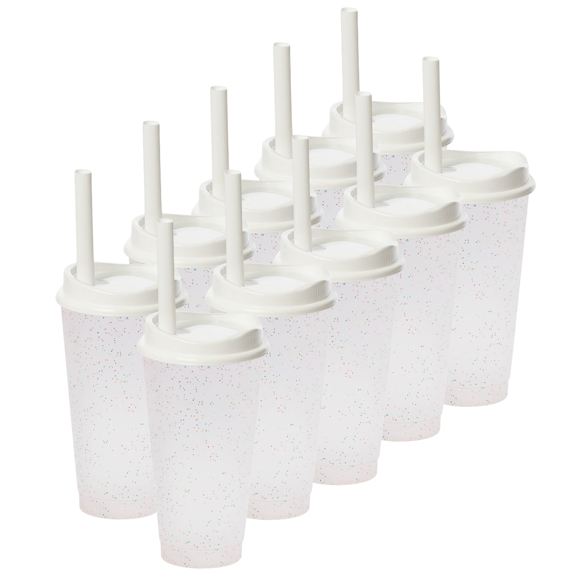 Kit de 10 Vasos MOON 24 OZ tapa y popote ancho