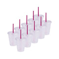 Kit de 10 Vasos SUN 16 OZ tapa plana y popote
