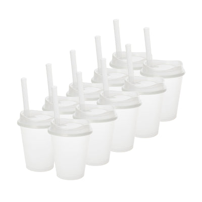 Kit de 10 Vasos MOON 16 OZ tapa y popote ancho · Transparente