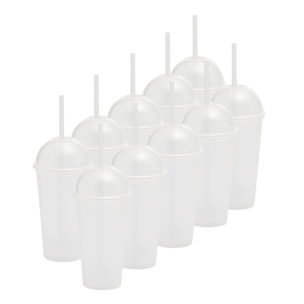 Kit de 10 Vasos SATURN 16 OZ tapa domo y popote