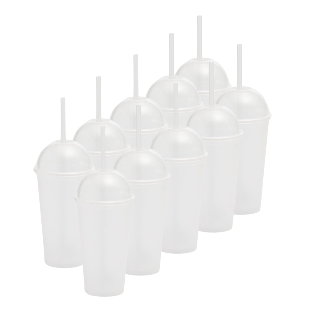 Kit de 10 Vasos SATURN 16 OZ tapa domo y popote
