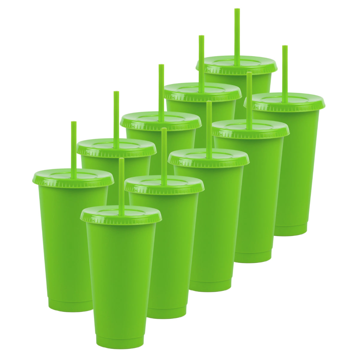 Kit de 10 Vasos SUN 24 OZ tapa plana y popote