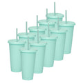Kit de 10 Vasos SUN 24 OZ tapa plana y popote