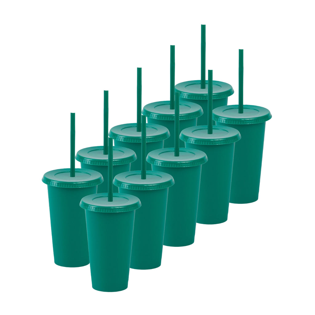 Kit de 10 Vasos SUN SLIM 16 OZ tapa plana y popote