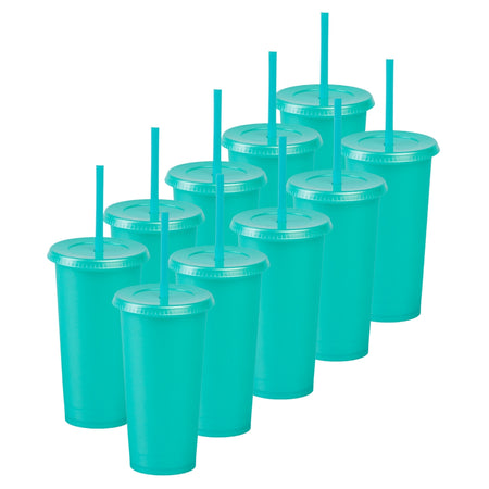 Kit de 10 Vasos SUN SLIM 20 OZ tapa plana y popote