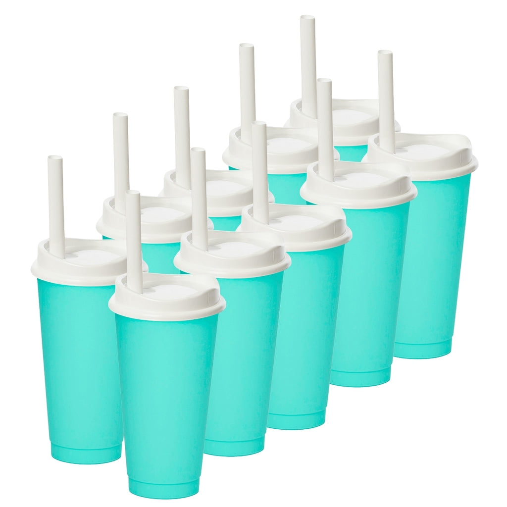 Kit de 10 Vasos MOON 24 OZ tapa y popote ancho
