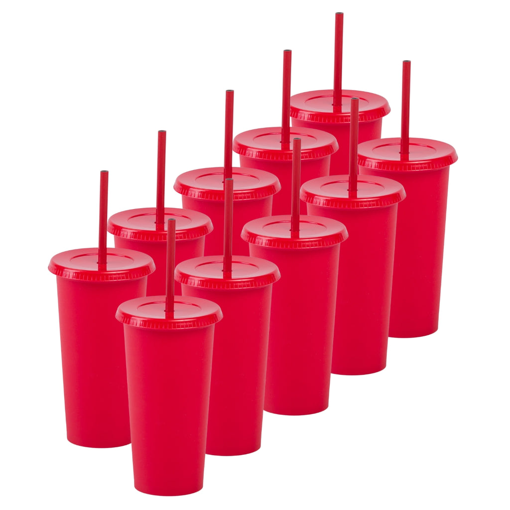 Kit Fiesta 10 Vasos SUN SLIM 20 OZ tapa plana con popote - Rojo estilizado | UUPZ