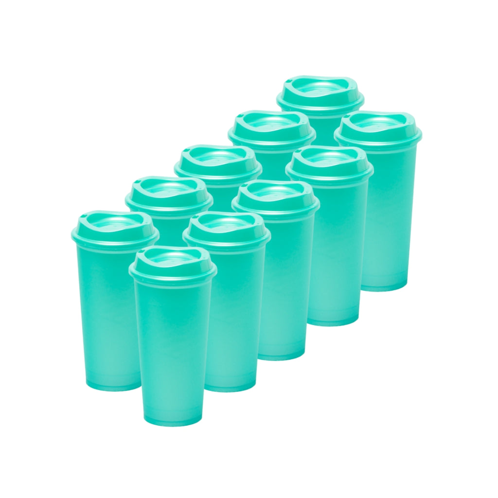 Kit Cafetero 10 Vasos STAR 20 OZ tapa cafetera - Verde Metálico acabado mate | UUPZ